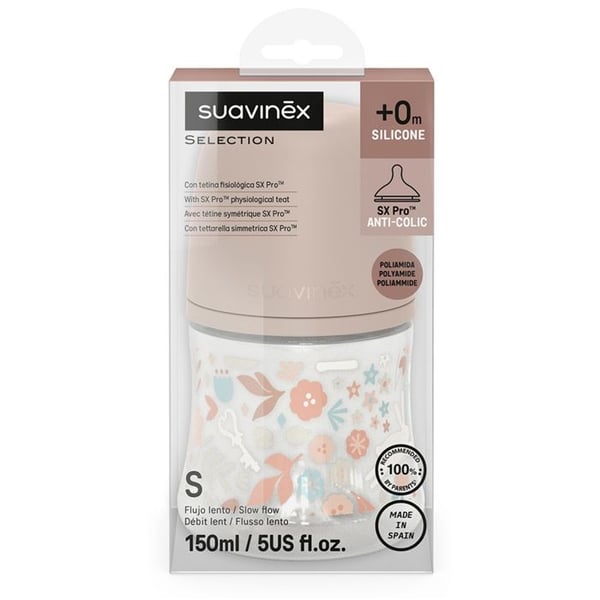 Suavinex, Wonderland, Biberon Sutte SXPro S - Wonderland Rose - 150ml