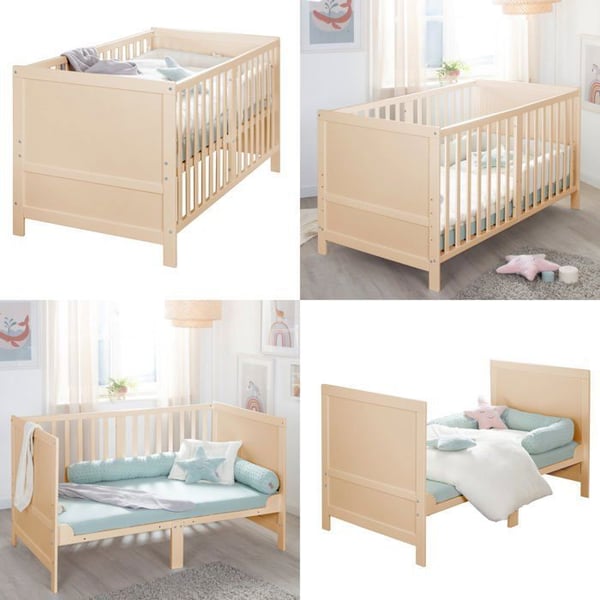 Lit Bebis Evolutiv 70 x 140 ROBA Easy Sleep - Transformationshörn ingår - Naturligt trä