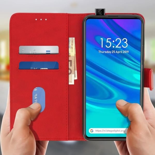 Housse - AVIZAR - Huawei P Smart Z/Y9 Prime 2019 - Plånboksfodral - Mjuk skal - Röd