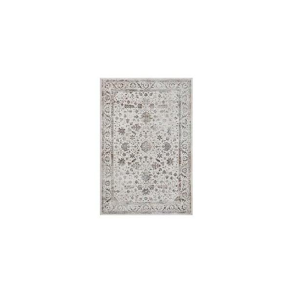 Klassisk matta i krämfärg med detaljerat orientaliskt mönster och dekorativ kant (Dimension: 120x170 cm - Färg: Kräm)