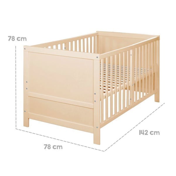 Lit Bebis Evolutiv 70 x 140 ROBA Easy Sleep - Transformationshörn ingår - Naturligt trä