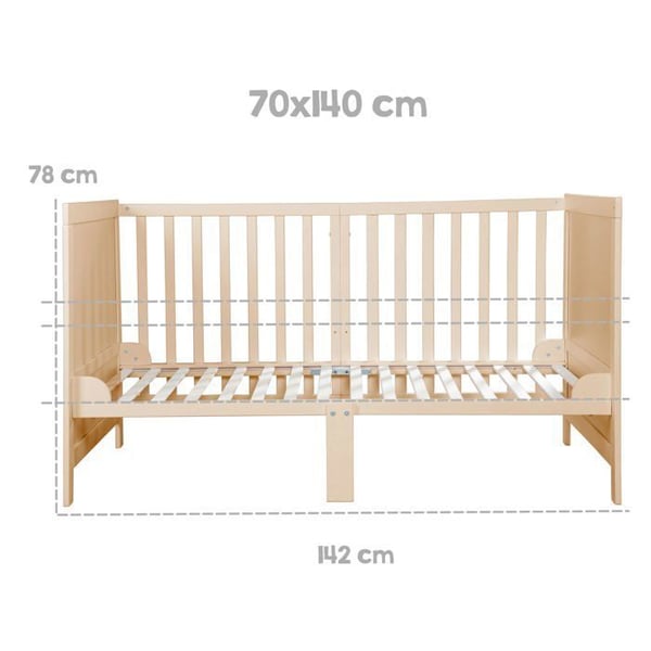 Lit Bebis Evolutiv 70 x 140 ROBA Easy Sleep - Transformationshörn ingår - Naturligt trä