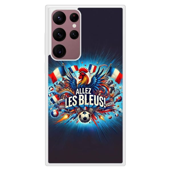 Förstärkt silikonfodral med motiv, kompatibelt med Samsung Galaxy S22 Ultra Heja blåa!