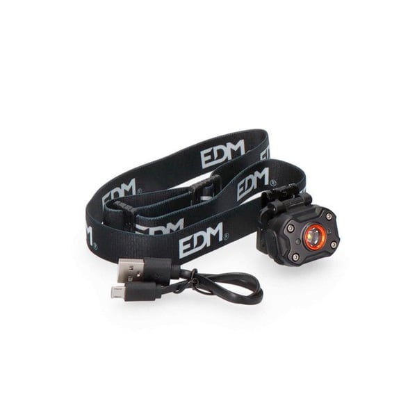 Huvudlampa - E3-36417 - 1 LED 8W - 400Lm - Uppladdningsbar USB - Svart
