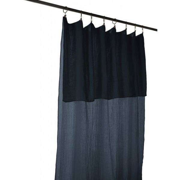 Set med 2 justerbara gardiner + 8 klämringar "Gaîa" 140 x 300 cm "Gaze de Coton" - Gaïa Minuit
