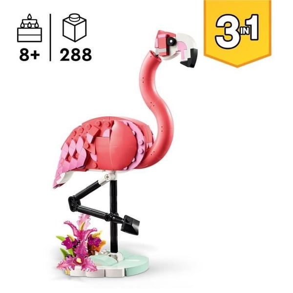 LEGO Creator 31170 3-i-1 Vilda djur: Flamingo - Leksak för flickor från 8 år
