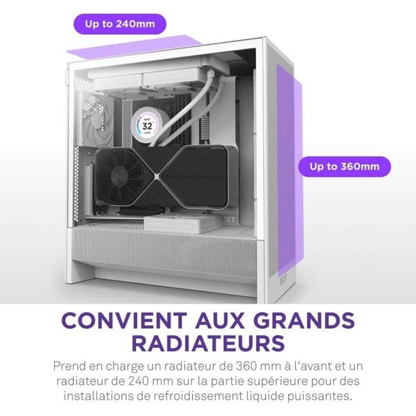Mellemtårn kompakthus ATX - NZXT - CC-H52FW-01 - H5 Flow - Hvid