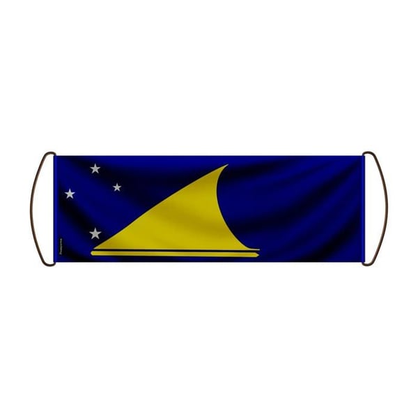 Scrollbanner – Tokelaudrappelet – 17 x 50 cm – Polyester – Handflagga – Pixelforma