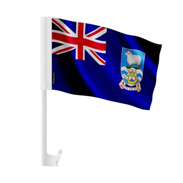 Flagga Bil Falklandsöarna – 14 x 21 cm – Polyester Tyg – Fäste på Fönster – 20 stycken – Pixelforma