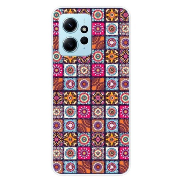 Tryckt silikonfodral som är kompatibelt med Xiaomi Redmi Note 12 4G Patchwork Mandala