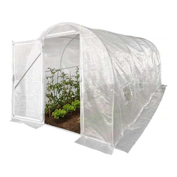 Trädgårdstunnelväxthus med dörr 4,5 x 2 m "Mimosa" - 9 m² - 180g - Vit