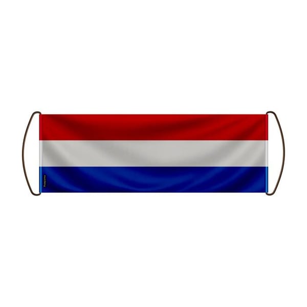 Rullande banner – Nederländska flaggan – 17 x 50 cm – Polyester – Handflagga – Pixelforma