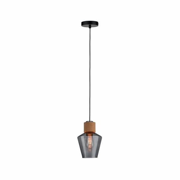 Upphängning - PAULMANN - Edla - rökigt glas - kork - svart metall