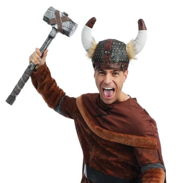 Utklädningsaccessoar - LITEN CLOWN - Vikinghjälm - Lädereffekt - Vuxen - Svart, Brun