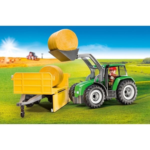 Byggset - PLAYMOBIL - Traktor med släp - 1 figur - Tillbehör ingår - Från 3 år