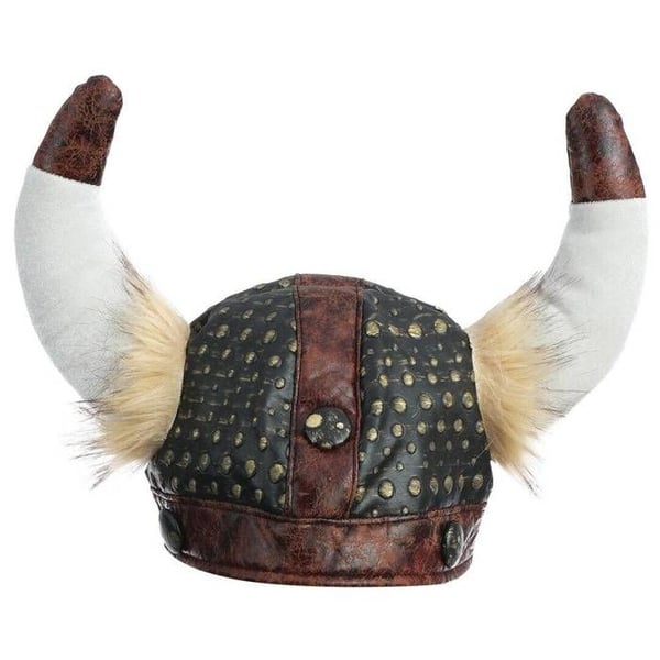 Utklädningsaccessoar - LITEN CLOWN - Vikinghjälm - Lädereffekt - Vuxen - Svart, Brun