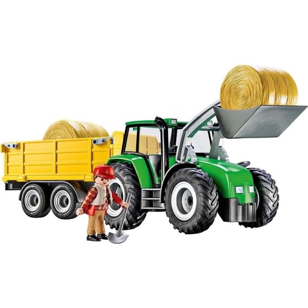 Byggset - PLAYMOBIL - Traktor med släp - 1 figur - Tillbehör ingår - Från 3 år
