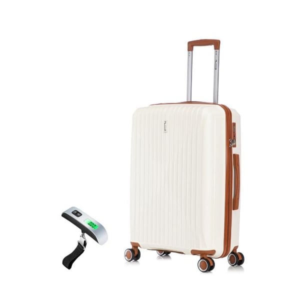 Mellanväska 65cm i Okrossbart Polypropen | Resväska CELIMS SkyCruiser | TSA-lås | 8 hjul 360 | Beige