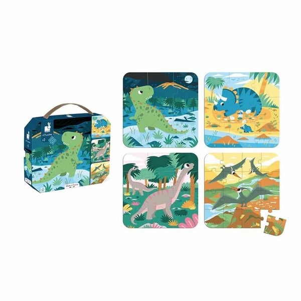 4 Evolutionary Dinosaurs Puzzle - Version gjord i Frankrike