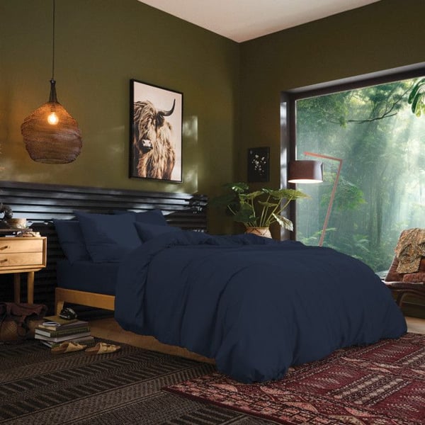 Lakan 180 x 200 cm, 30 cm keps "Premium" för king size dubbelsäng - Premium Midnight Blue