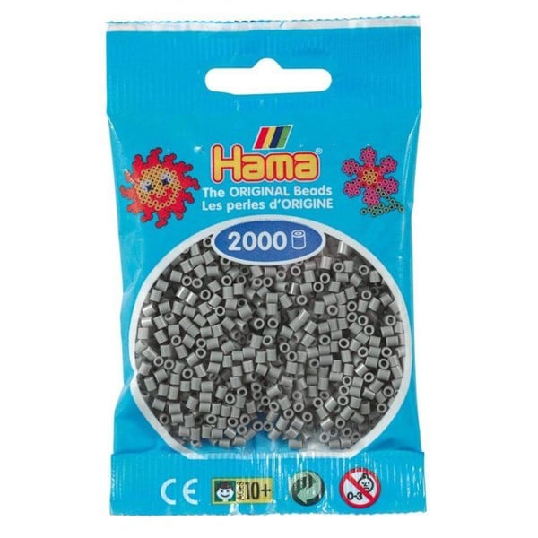 Hama - 2 000 mini pärlor (små pärlor Ø2,5 mm) grå