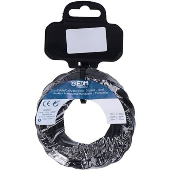Textilkabel - EDM - C-41 - 2 x 0,75 mm - Svart - 5 m