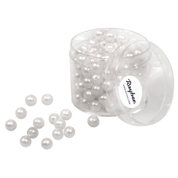 Vita pärlor, 6 mm ø, kartong med 170 st