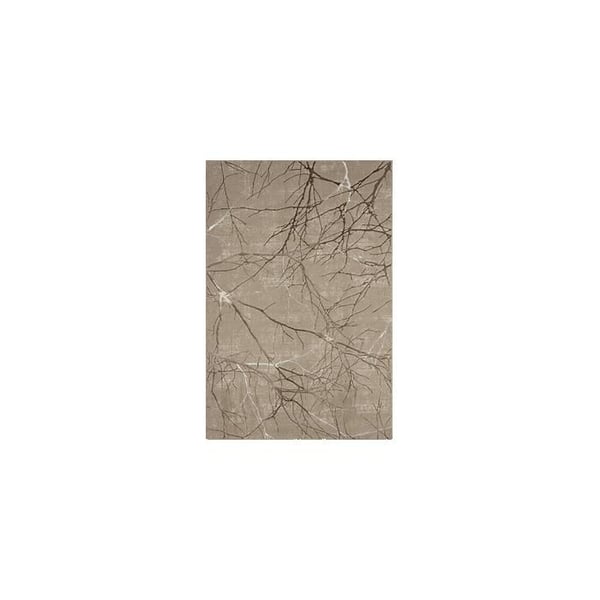Modern grå matta med abstrakta grenmönster och marmor-effekt (Dimension: 200 cm rund - Färg: Beige)