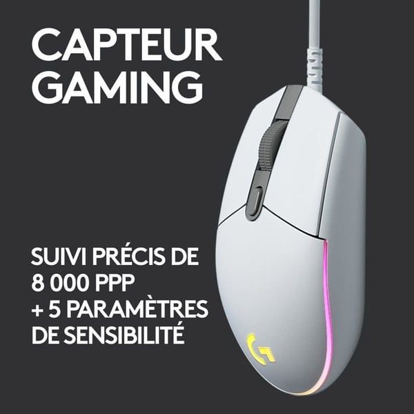 Spelmus - Trådad - Logitech G - G203 - Vit