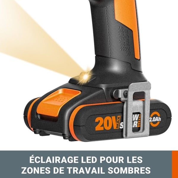 Slagnøgle 20V WORX - WX370.9 (moment 50 Nm, chuck 13 mm, 2 hastigheder, uden batteri eller oplader)