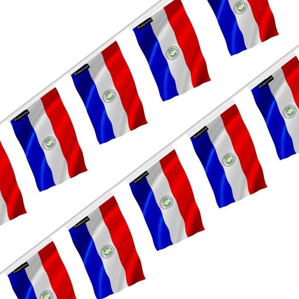 Girland - Flagga av Paraguay - 14 x 21 cm - Polyester - Att hänga - 50 stycken