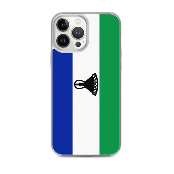 Mobilskal – Lesothos flagga – Kompatibel med iPhone 13 Pro Max – Mjukt fodral – Slittålig och stötresistent - Silikon - Pixelforma