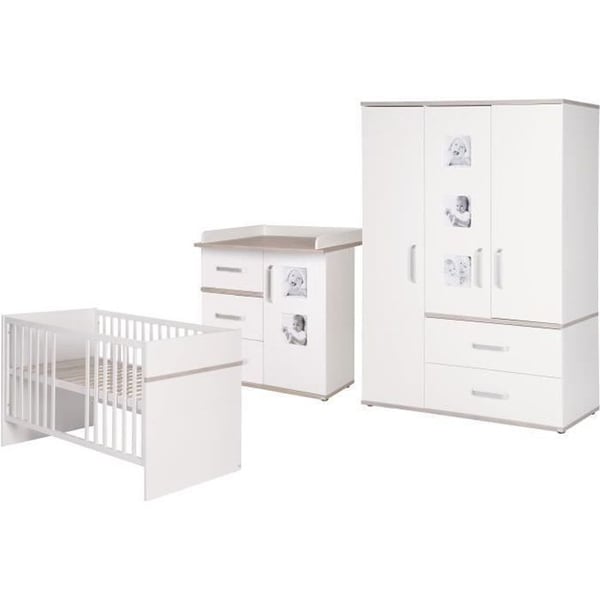 Möbelset för baby ROBA Moritz - Säng 70x140 + Skötbord + Garderob - Vit