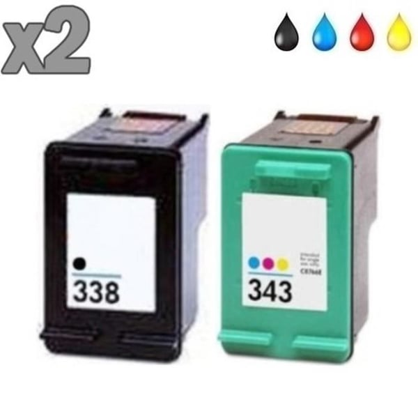 Pack med 2 kompatibla bläckpatroner HP338-343 Kompatibel bläckpatron DeskJet 460 C - Svart - Pack med 2