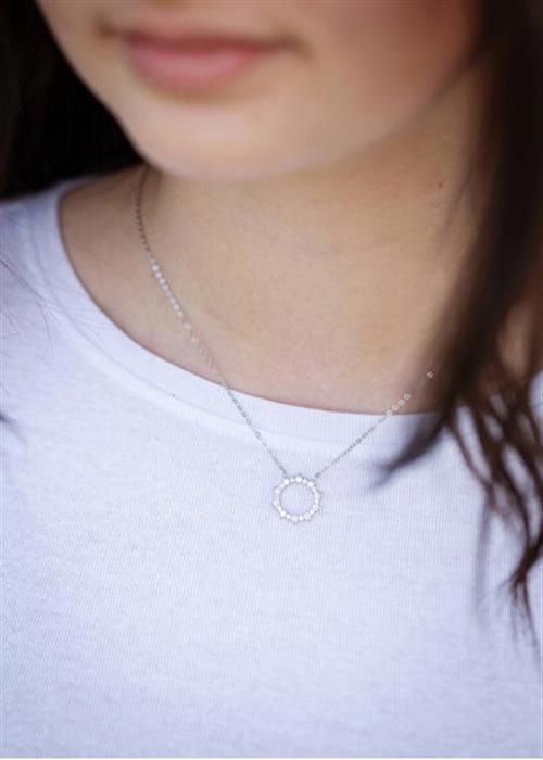 Halsband - AGATO - Sunshine AGS1571/47 - Silver 925 - Zirkon Pendentif - Längd 42 cm förlängningsbar