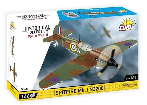 Byggset - COBI - Spitfire Mk. I N3200 - Kamouflage - 146 delar - Tillverkad i EU