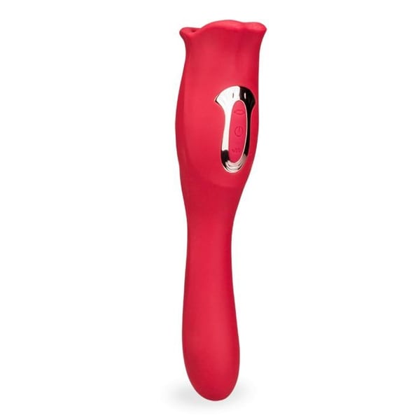 2-i-1 vibrator med vibrerande mun och tunga Sweet Kiss - Röd