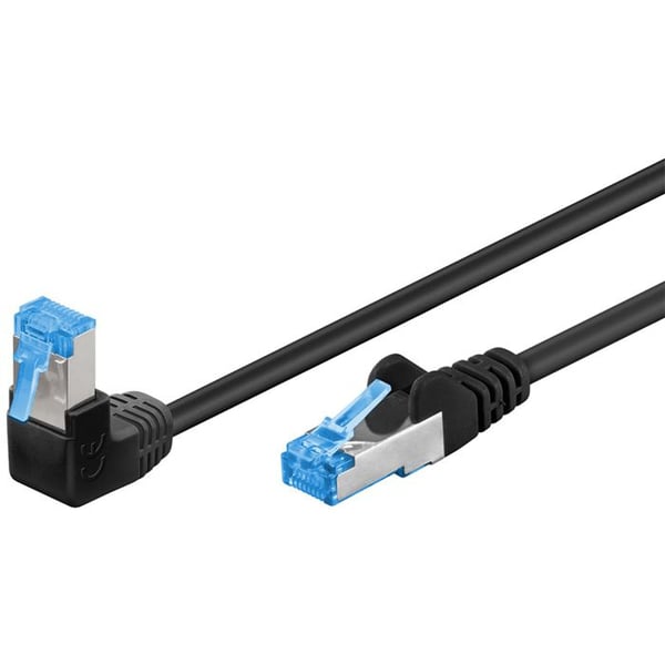 GOOBAY Ethernetkabel Cat6a 3m skärmad svart 1x RJ45 vinklad