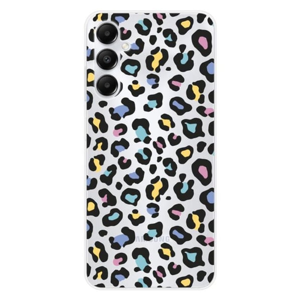 Tryckt silikonfodral som är kompatibelt med Samsung Galaxy A05S Färgglad leopard