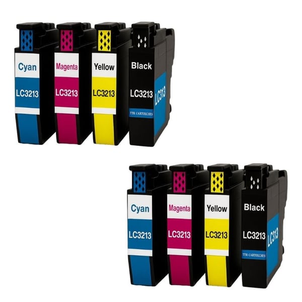 Pack med 8 kompatibla BROTHER LC3213/LC3211 patroner för DCP & MFC skrivare (modeller J497DW till J895DW)