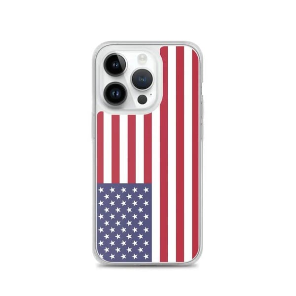 Mobilskal – USA:s flagga – Kompatibel med iPhone 14 Pro – Mjuk fodral – Slitstark och stötresistent - Silikon - Pixelforma