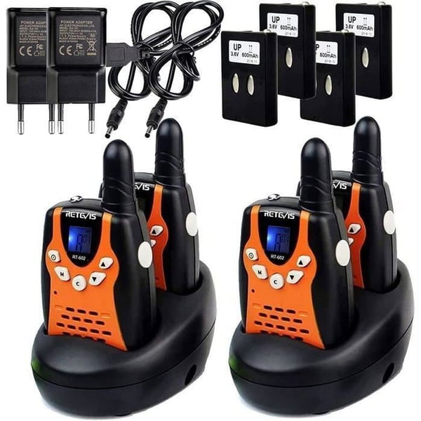 Retevis RT602 Walkie Talkie Barn Återuppladdningsbar, Lång Räckvidd Ficklampa VOX, med Li-ION Batteri och Laddare, Presentleksak