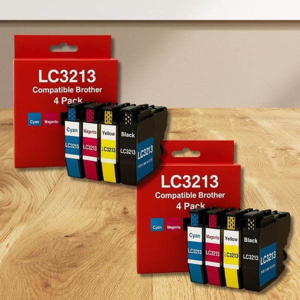 Pack med 8 kompatibla BROTHER LC3213/LC3211 patroner för DCP & MFC skrivare (modeller J497DW till J895DW)