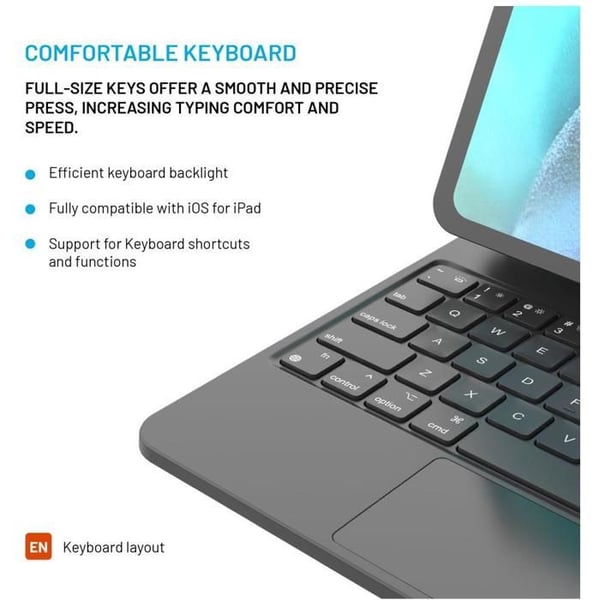 Etui FIXED - Apple iPad Pro 11 M4 2024 - Sort - Indbygget tastatur - Skærmbeskyttelse - Indbygget støtte