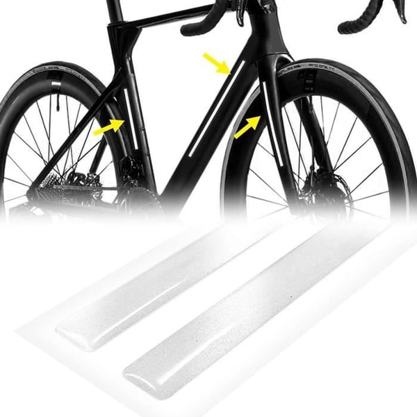 3D reflekterande självhäftande remsor för cykelram, vit, 1 x 30 cm, 2 stycken