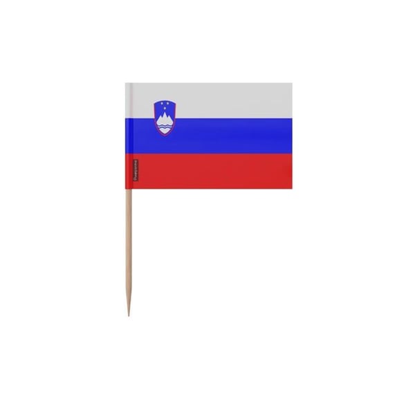 Tandpetare Slovenienflagga - 10 cm - 100 stycken - Självhäftande plast - Bambupinne - Pixelforma