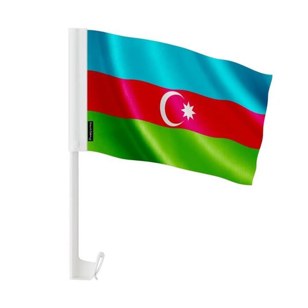 Azerbajdzjans Bilflagg – 14 x 21 cm – Polyester Tyg – Fäste på Fönster – 20 stycken – Pixelforma
