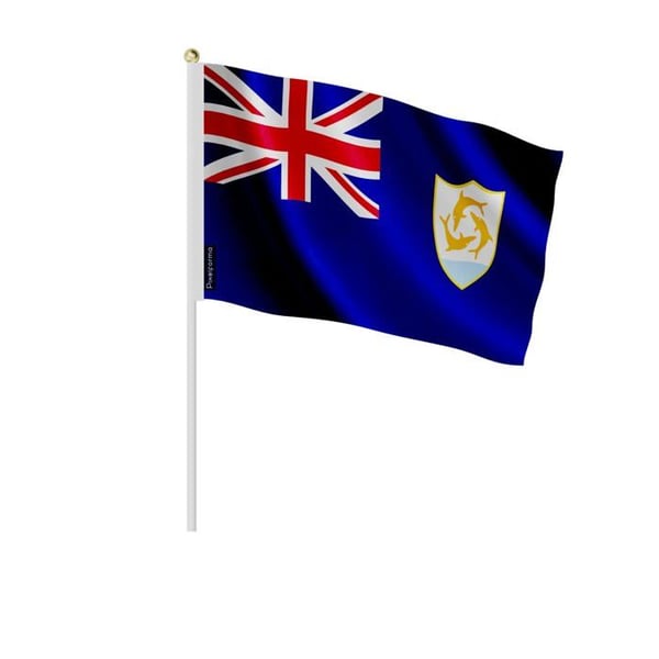 Mini Flagga från Anguilla – 30 x 45 cm – Att Hålla i Hand – Polyester – 1 styck – Pixelforma