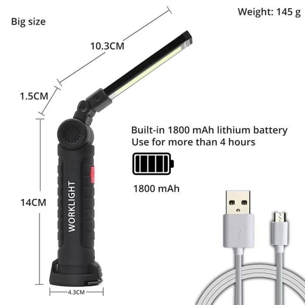 Ficklampa - YWEI - Större storlek - Uppladdningsbar USB - 5 lägen - Vattentät