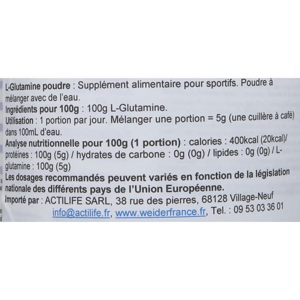 WEIDER Aminosyror L-Glutamin 400 g NTT